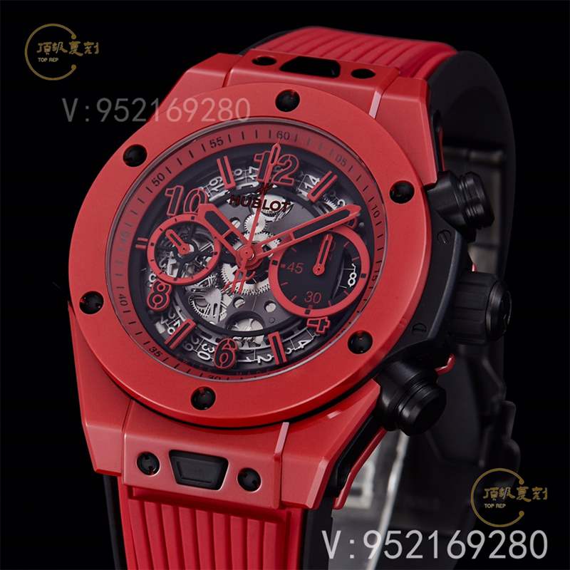 彩色陶瓷工藝展現(xiàn)-BBF廠宇舶恒寶big bang大爆炸法拉利紅色復(fù)刻表-復(fù)刻表