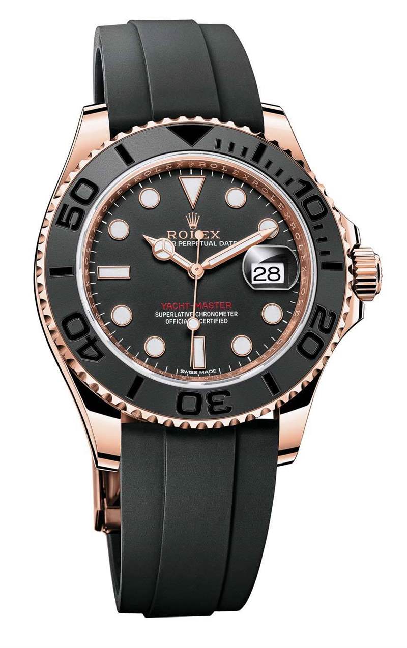 勞力士Yacht-Master 116655永恒玫瑰金手表2015年黑色陶瓷表圈-復(fù)刻表