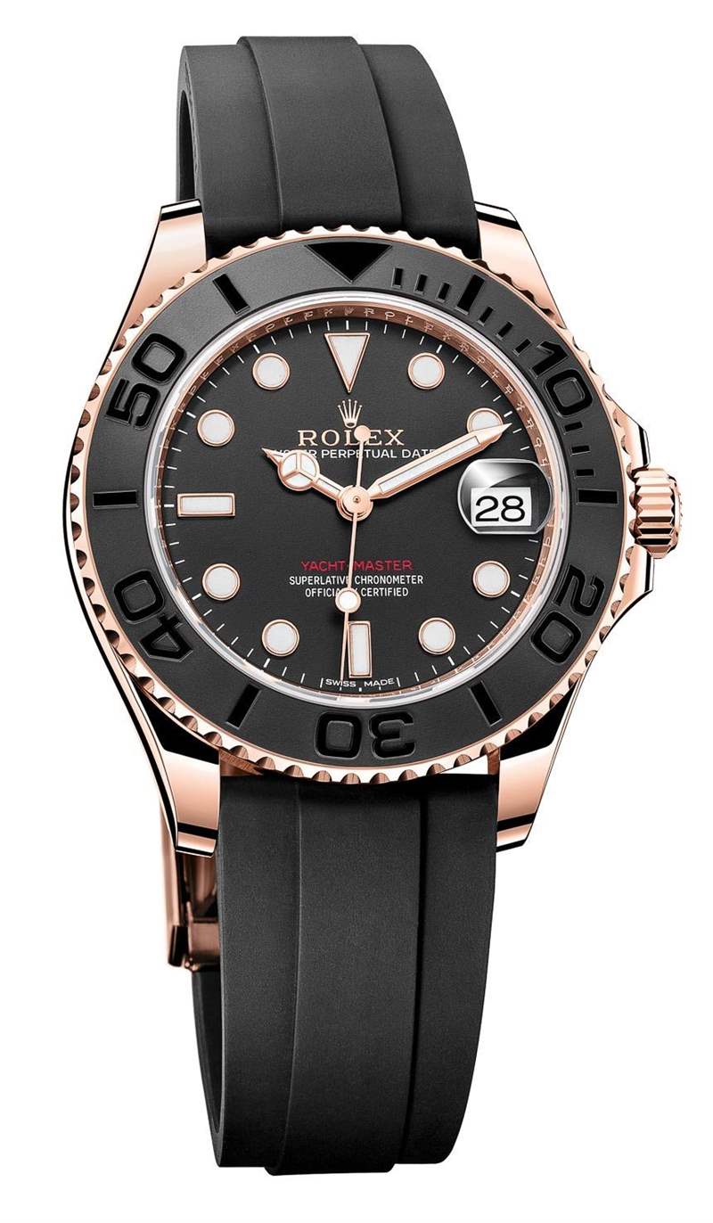 勞力士Yacht-Master 116655永恒玫瑰金手表2015年黑色陶瓷表圈-復(fù)刻表