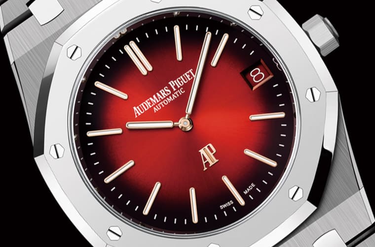 皇家橡樹(shù)Jumbo超薄表漸層紅面很吸睛連表殼材質(zhì)都有新組合-復(fù)刻表